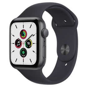 Apple Watch SE 2021, 44 мм, алюминий "серый космос", спортивный ремешок цвета "тёмная ночь" (MKQ63)