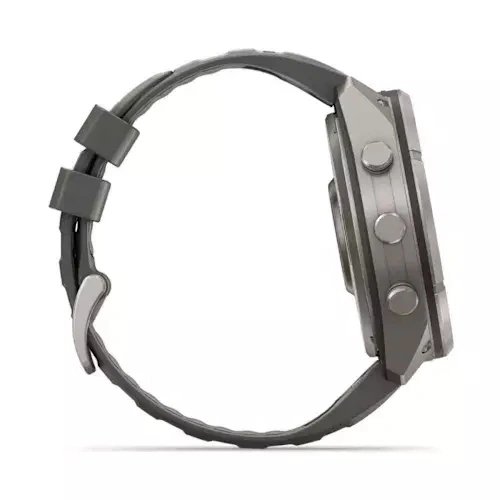Умные часы Garmin Fenix 9 Pro 51MM, SOLAR, LTE, Titanium with pebble gray/silver gray silicone band. Фото 6