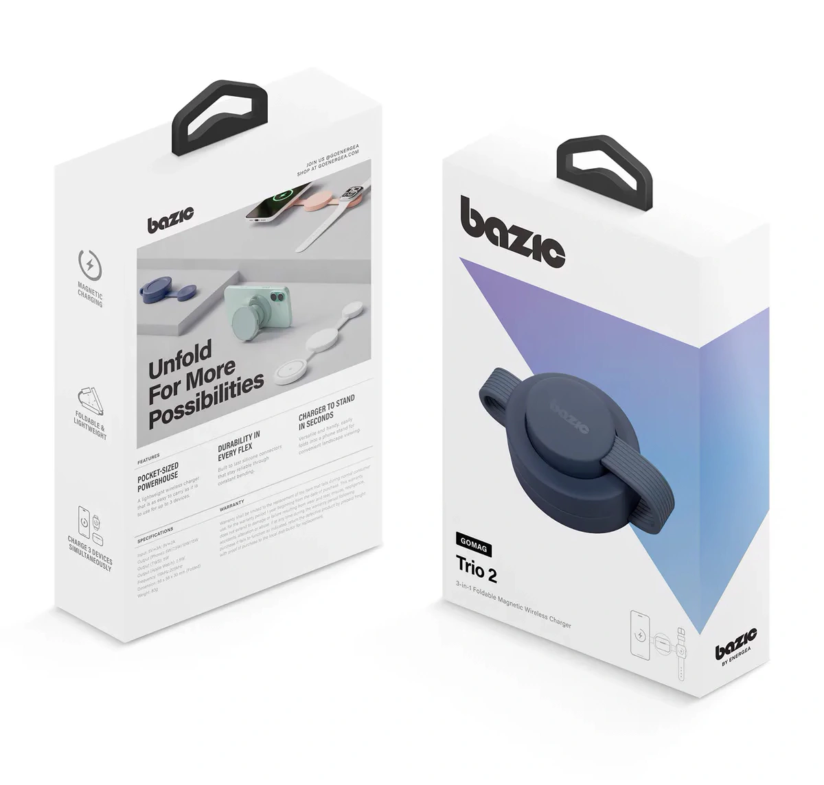 Беспроводное зарядное устройство EnergEA MagTrio 2, 3in1 magnetic wireless foldable charger Qi2 25W, Синий (MAG-TRIO2-BLU). Фото 5