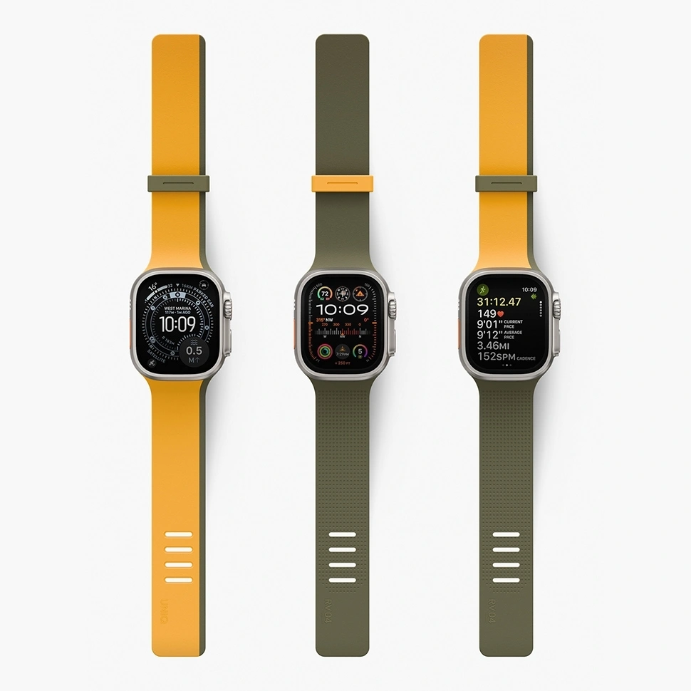Ремешок Uniq для Apple Watch 44/45/49мм Revix IV reversible Magnetic, Canary Yellow/Deep Forrest (49MM-REV4CYELDFST). Фото 5
