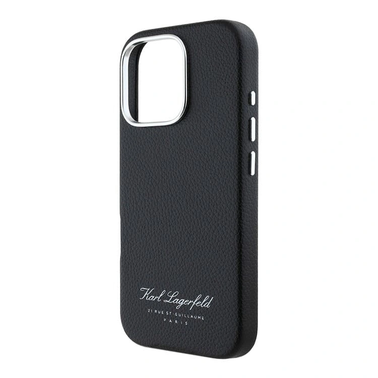 Накладка Lagerfeld для iPhone 16 Pro Full Wrapped Grained leather & Metal Camera Hard, Black (KLHCP16LPGWCMKHK). Фото 2