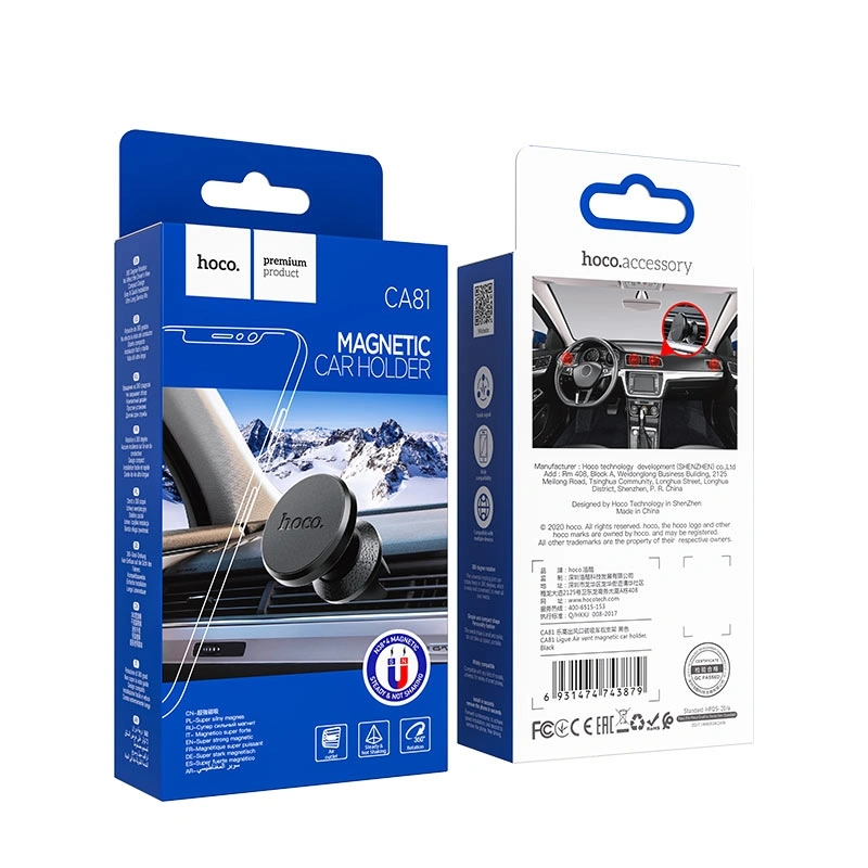Держатель Hoco CA81 Ligue Air vent magnetic, Чёрный. Фото 7