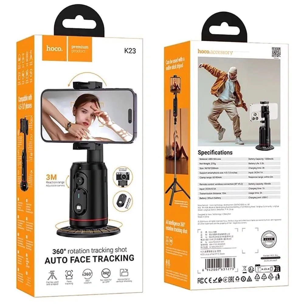 Монопод Hoco K23 Lotus Smart PTZ, Чёрный. Фото 4