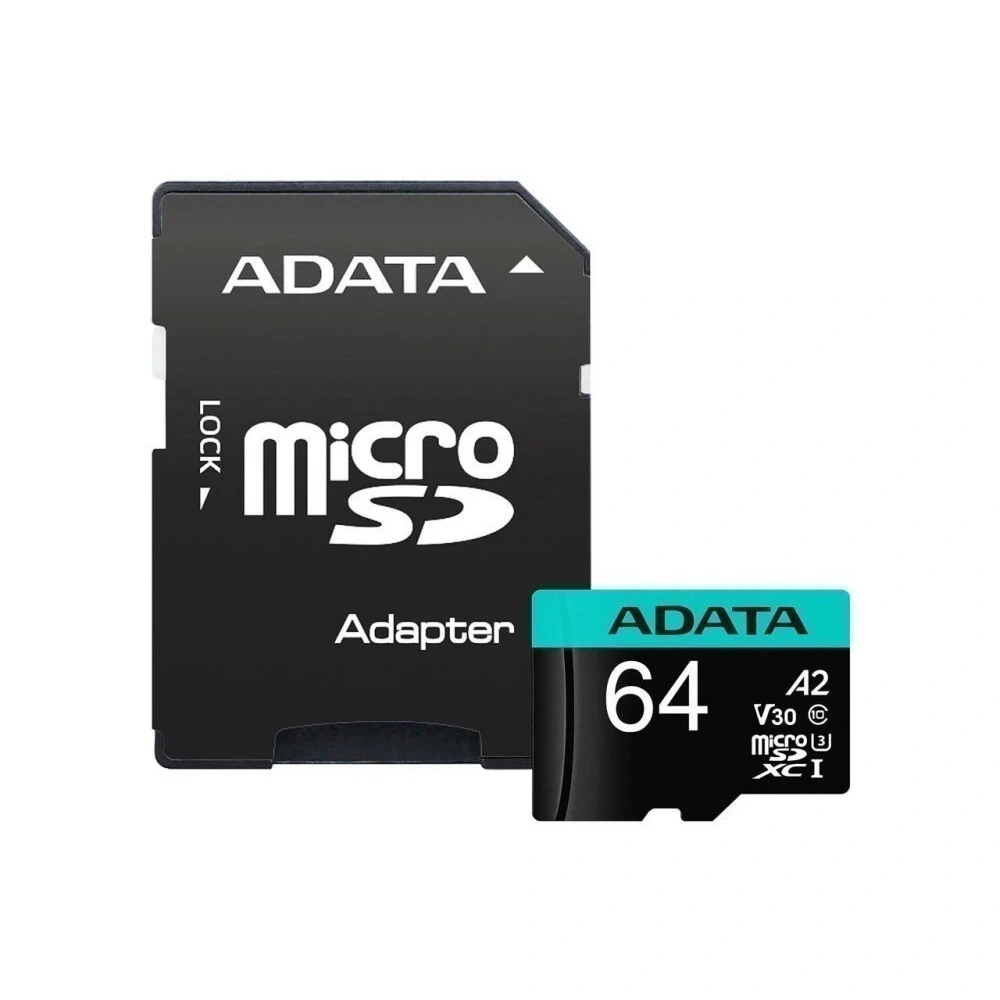 Карта памяти AData Premier Pro 64 ГБ MicroSD + SD адаптер (AUSDX64GUI3V30SA2-RA1). Фото 3