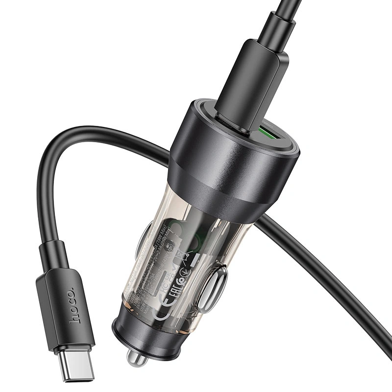 Автомобильное зарядное устройство Hoco NZ12A Action PD43W, Black. Фото 2