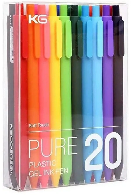 Набор гелевых ручек KACO Pure Plastic Ge Ink Pen K1015 (20 шт.), Цветные. Фото 1