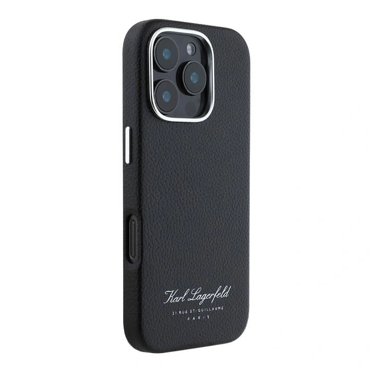 Накладка Lagerfeld для iPhone 16 Pro Full Wrapped Grained leather & Metal Camera Hard, Black (KLHCP16LPGWCMKHK). Фото 4