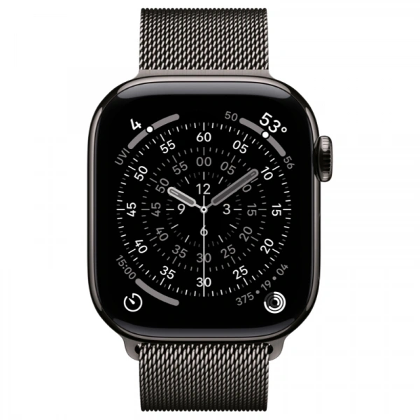 Apple Watch Series 11 GPS + Cellular, 46 мм, Slate Titanium, Миланская петля "Slate", S/M (MFD34). Фото 2