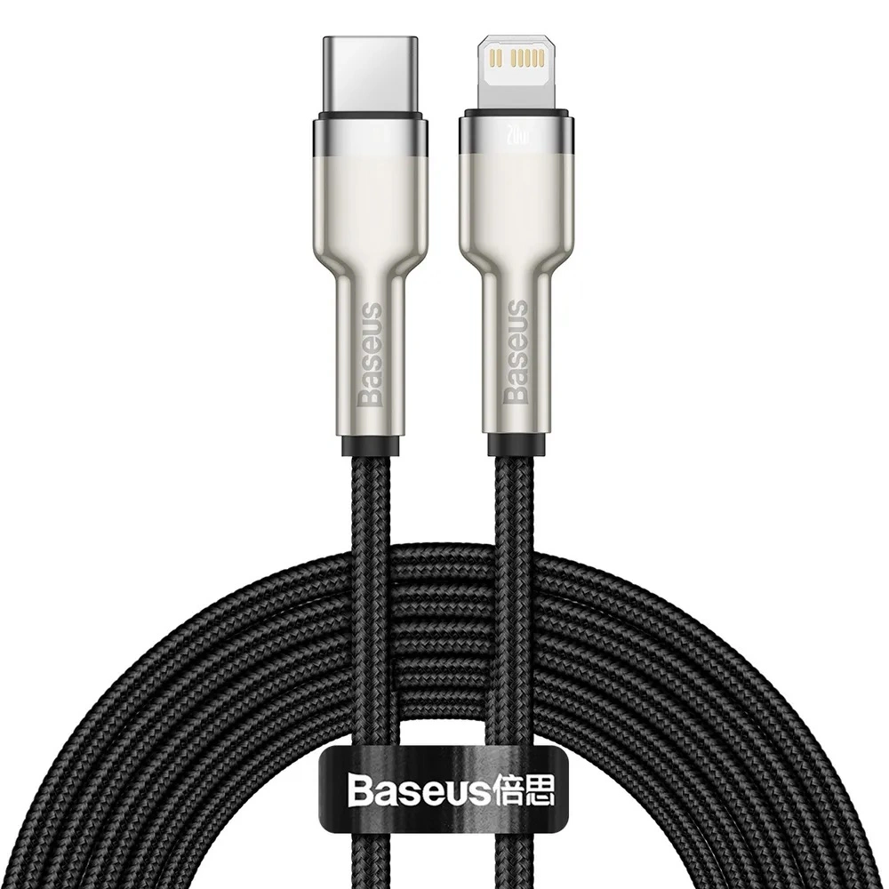 Кабель Baseus Cafule Series Metal Data Cable Type-C to iP PD 20W 2m, Black (CATLJK-B01). Фото 1