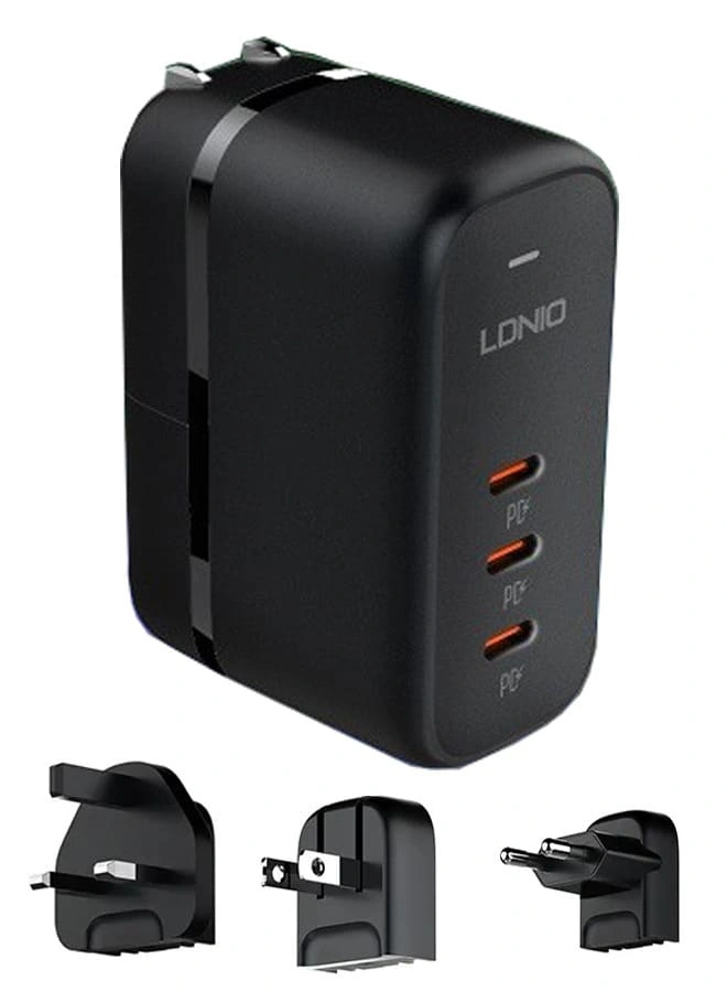 Сетевое зарядное устройство LDNIO 65W GaN Super Fast Charger + кабель USB-C - USB-C 1м, Чёрное (Q367). Фото 4