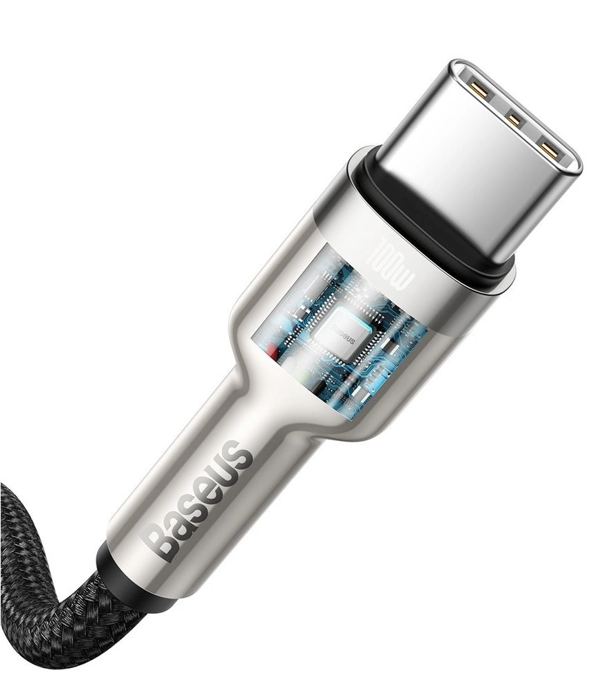 Кабель Baseus Cafule Series Metal Data Cable Type-C to Type-C 100W 2m, Чёрный (CATJK-D01). Фото 3