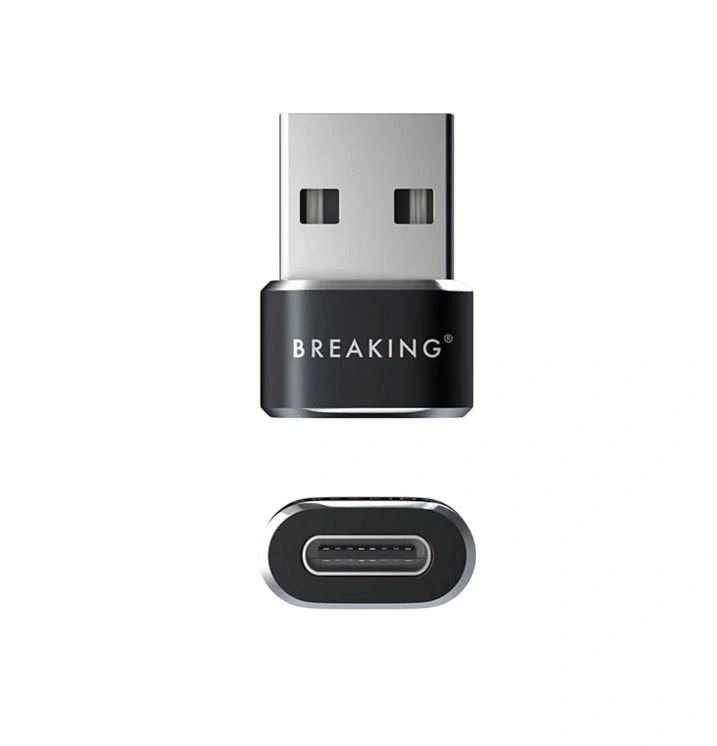 Переходник Breaking USB-C(F) - USB-A(M), Black (24500). Фото 2