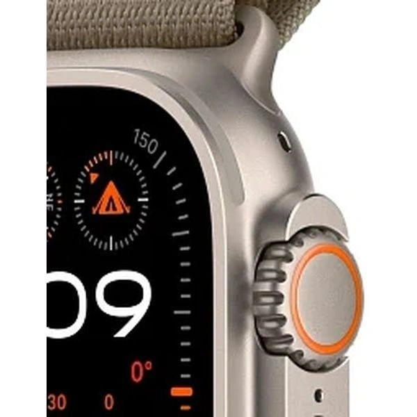 Apple Watch Ultra 2 GPS+Cellular 49mm, ремешок "Olive Alpine Loop" размер M 145-190 mm (MRFJ3). Фото 4