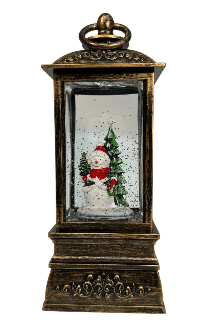 Декоративный светильник Снеговик с елкой (GG-2516) с музыкой средний. Фото 1