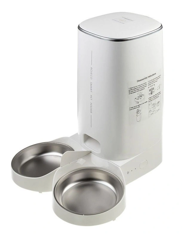 Умная кормушка для животных XiaoMi Rojeco 4L Automatic Pet Feeder WIFI Version Double Bowl, Белая (RJJSS0WIFI-4L). Фото 2