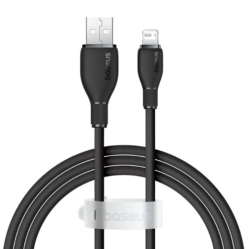 Кабель Baseus Pudding Series Fast Charging Cable USB to iP 2.4A 2m, Чёрный (P10355700111-01). Фото 1