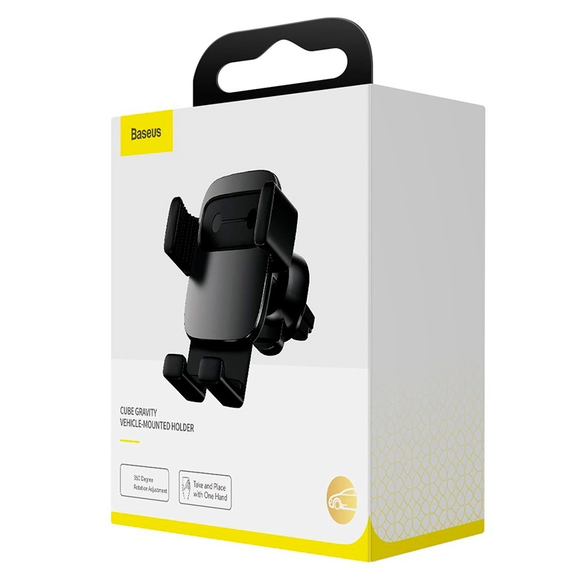 Держатель Baseus Cube Gravity Vehicle-mounted Holder, Чёрный (SUYL-FK01). Фото 2