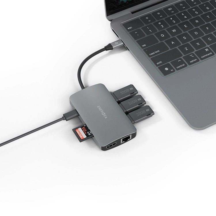 Хаб EnergEA AluHUB HD PRO2 8-in-1 Superspeed Aluminium USB-C 100W, Gunmetal (HUB-HDPRO2-GUN). Фото 4