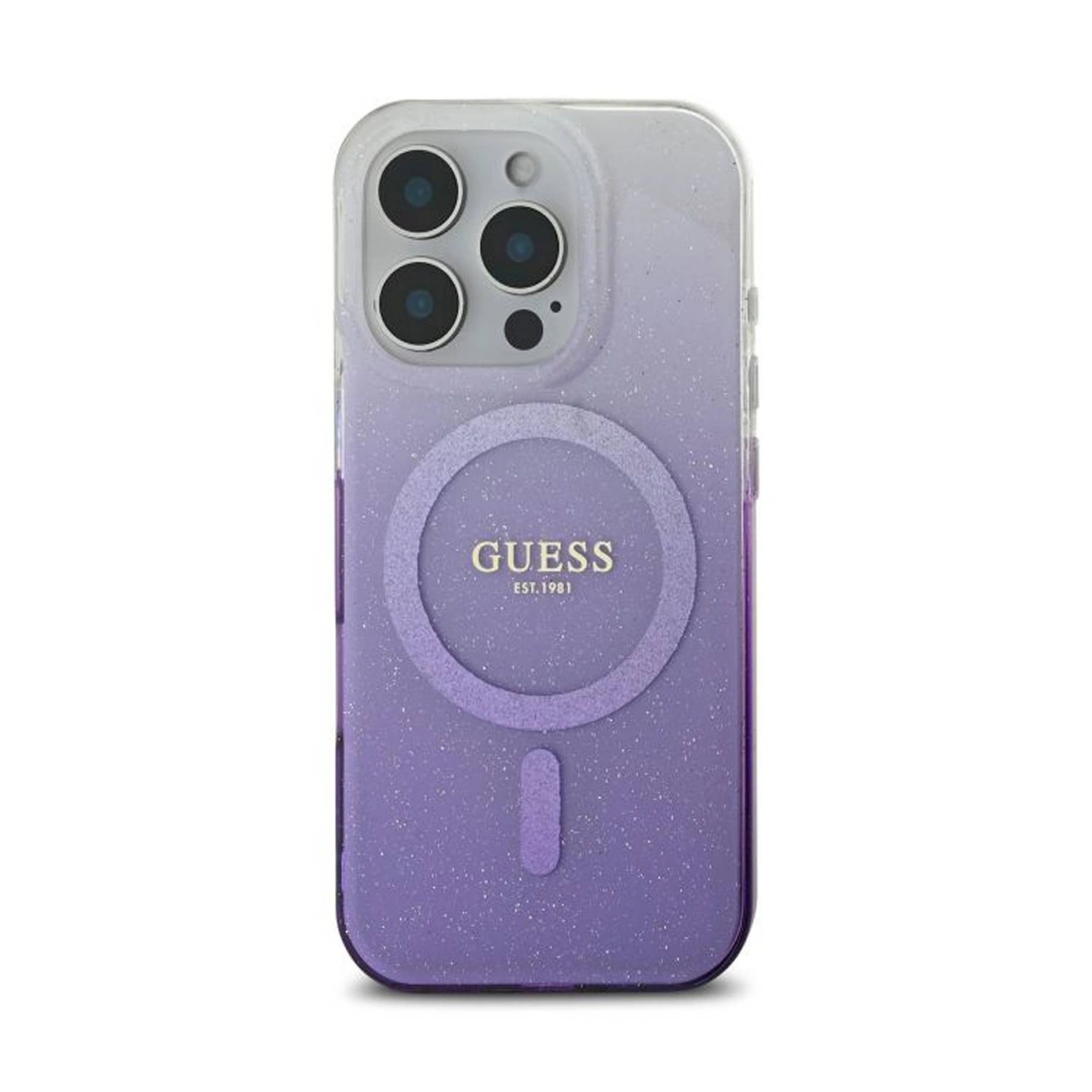 Накладка Guess для iPhone 16 Pro Max PC/TPU Glitter Hard Gradient Purple (MagSafe), Purple (GUHMP16XHGRCELU). Фото 2