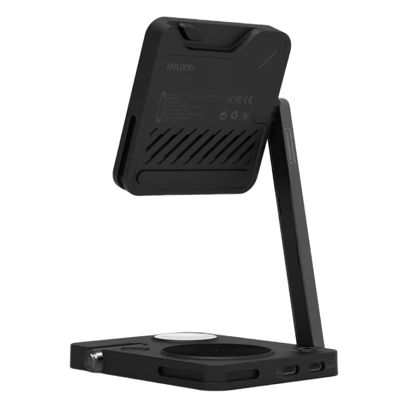 Беспроводная зарядная станция Aulumu 4-in-1 Folding MagSafe 15W, Black (UA-M01-BK-2). Фото 8