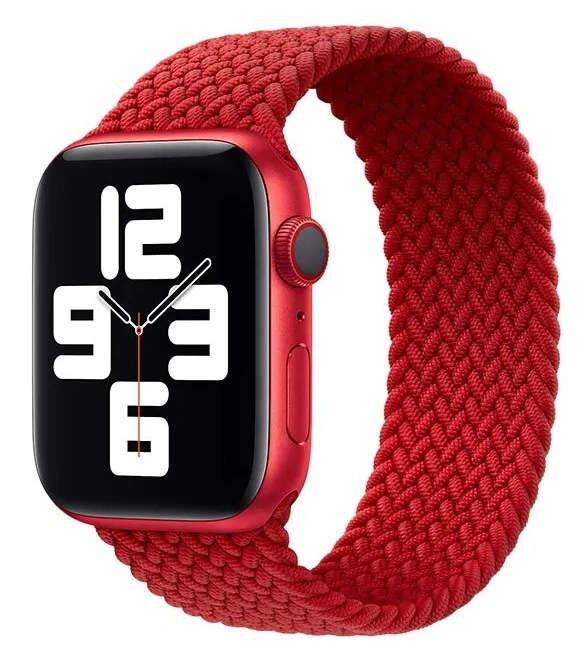 Ремешок Braided Solo Loop (M) для Apple Watch 44/45/46/49мм, Красный. Фото 1