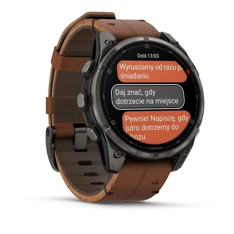 Умные часы Garmin Fenix 8 Pro 51mm, Amoled/Sapphire, Carbon Grey DLC Titanium wiht Chestnut Leather Band + Black/Pebble Gray Silicon Band (010-03199-40). Фото 3