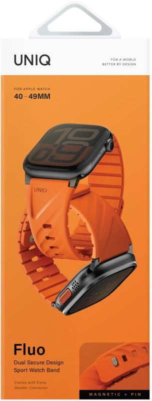 Ремешок Uniq FLUO Silicone Rubber для Apple Watch 44/45/49мм, Volt Orange (49-40MM-FLUOVORG). Фото 3