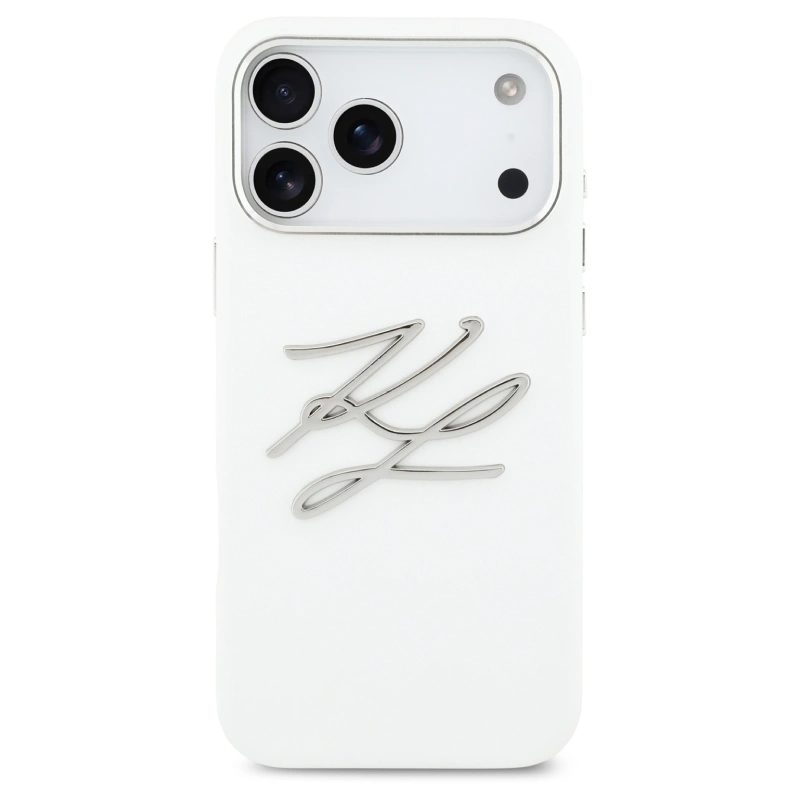 Накладка Lagerfeld для iPhone 17 Pro Max Liquid Silicone Initials Metal Logo & Camera Hard, White KLHCP17XSMCKLMCLH). Фото 3