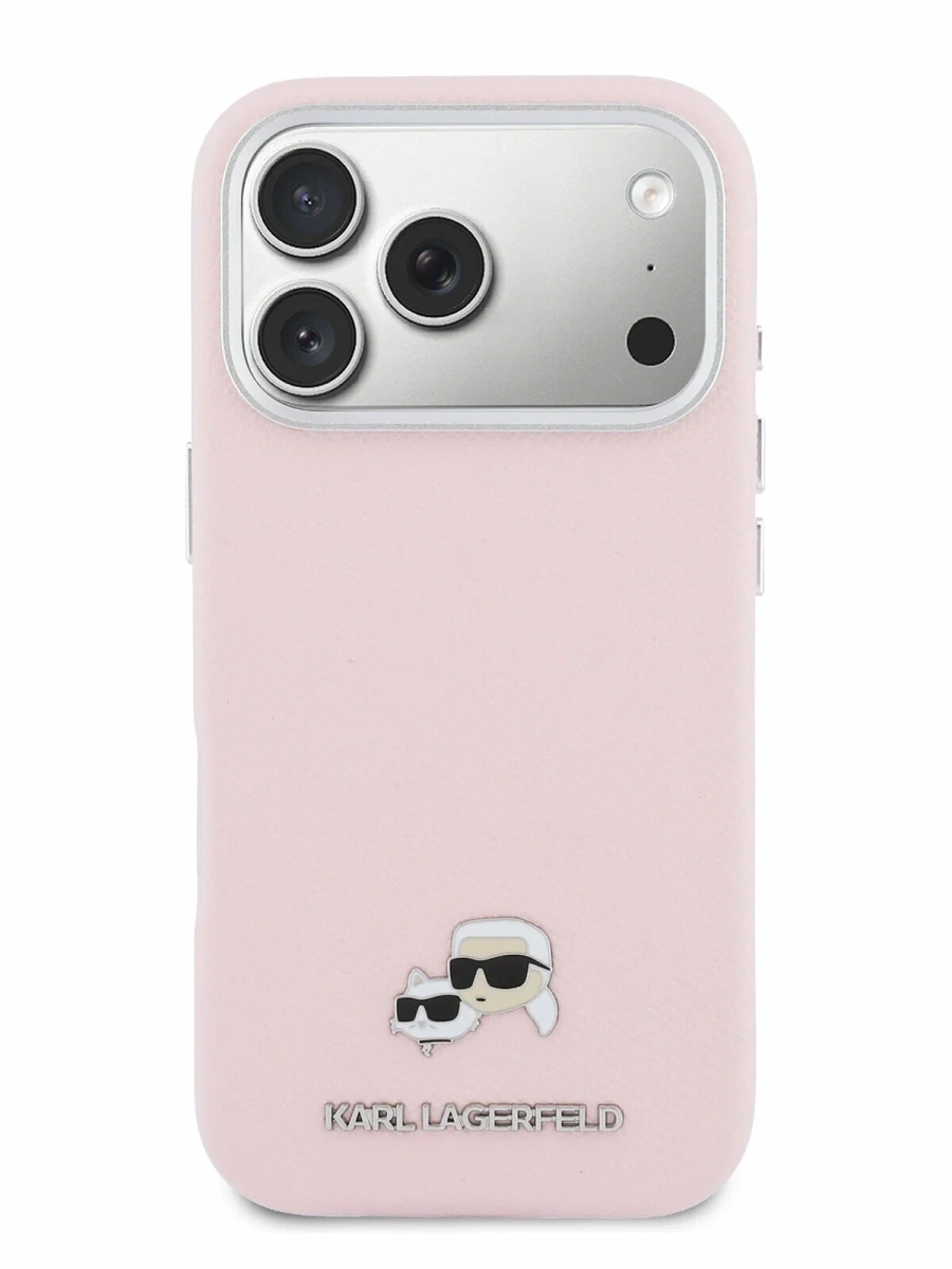 Накладка Lagerfeld для iPhone 18 Pro Max/17 Pro Max Saffiano FW Karl&Choupette metal&Cam Hard (MagSafe), Pink (KLHMP18X6PFKCLP). Фото 3