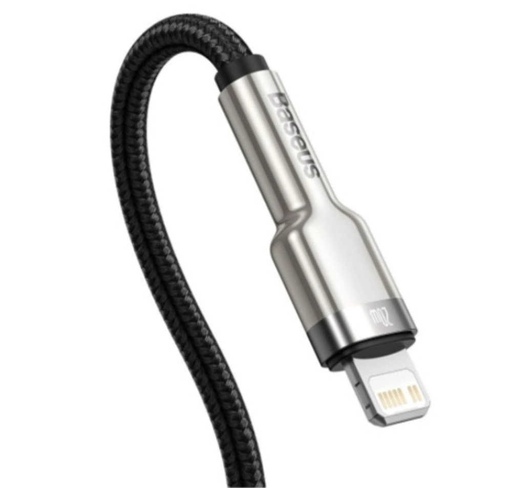 Кабель Baseus Cafule Series Metal Data Cable Type-C to iP PD 20W 1m, Чёрный (CATLJK-A01). Фото 2