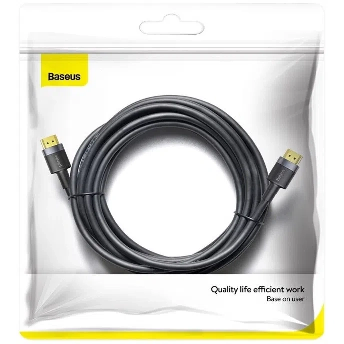 Кабель Baseus Cafule 4KHDMI Male To 4KHDMI Male Adapter Cable 2m, Black (CADKLF-F01). Фото 4