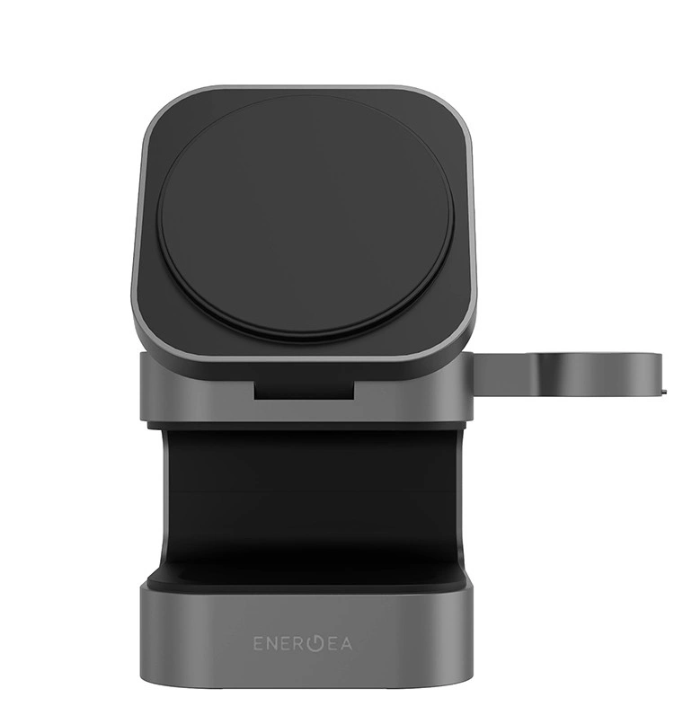 Беспроводная зарядная станция EnergEA MagCube 3-in-1 Magnetic Foldable wireless 15W Qi2.0 + TWS + MFW, Бронза (MAG-CUBE-GUN). Фото 3