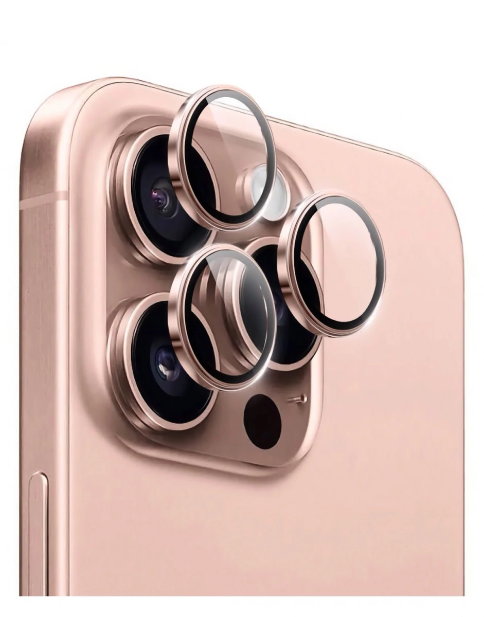 Защитное стекло на камеру Wiwu Dual Color Lens Guard для iPhone 16 Pro/16 Pro Max, Розовое золото. Фото 1