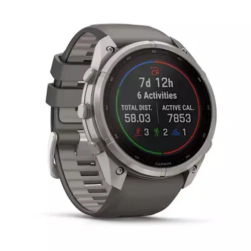 Умные часы Garmin Fenix 9 Pro 51MM, SOLAR, LTE, Titanium with pebble gray/silver gray silicone band. Фото 4