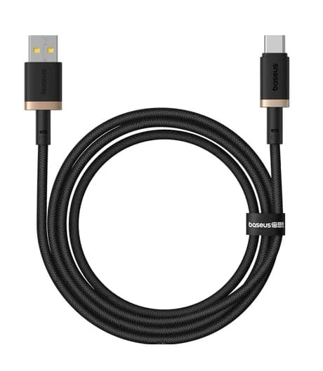 Кабель Baseus Dura Series Fast Charging Cable USB to Type-C 60W 1m, Чёрный-золотой (P10377802U01-00). Фото 1