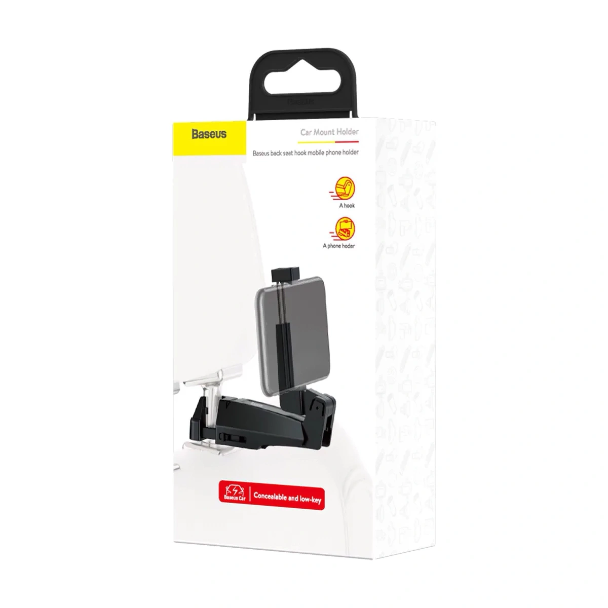 Держатель Baseus Back seat hook mobile phone holder, Чёрный (SUHZ-A01). Фото 5