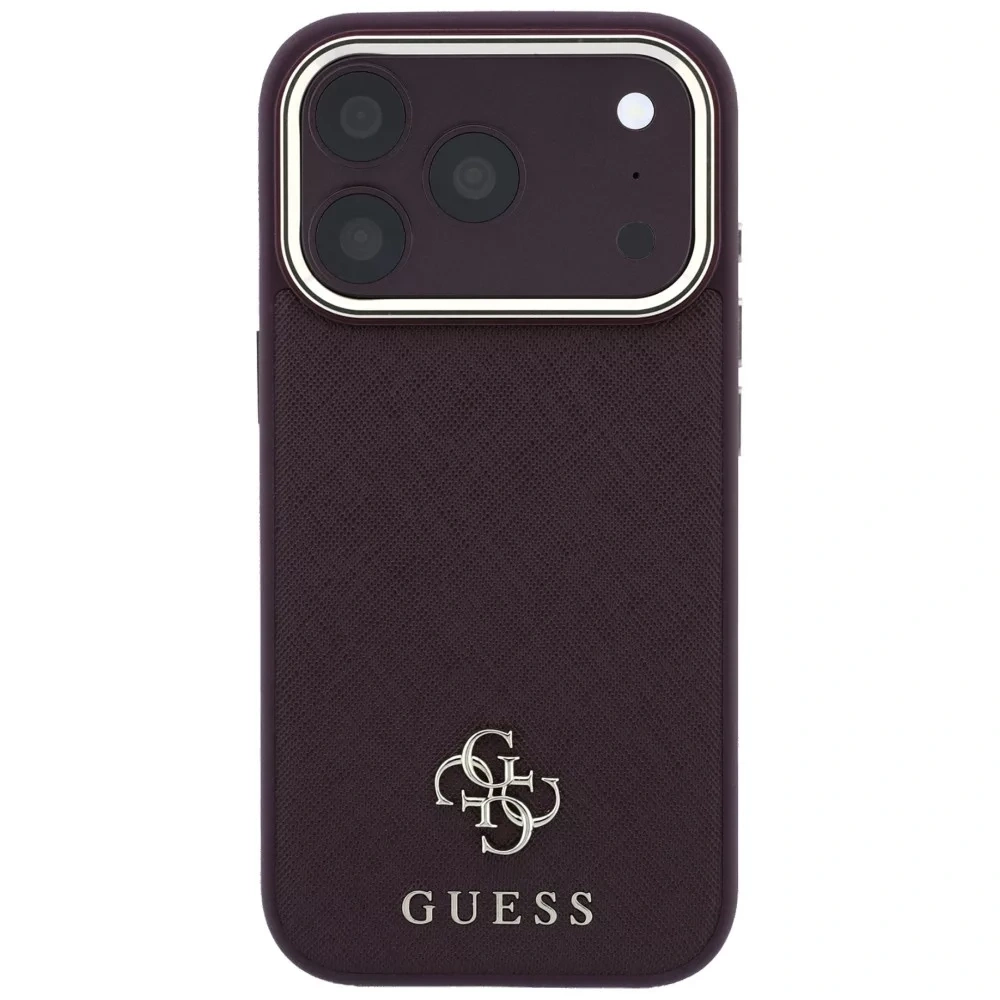 Накладка Guess для iPhone 18 Pro Max/17 Pro Max Saffiano 4G Small Metal logo&Cam Hard (MagSafe), Burgundy (GUHMP18X6PSA4DMU). Фото 1