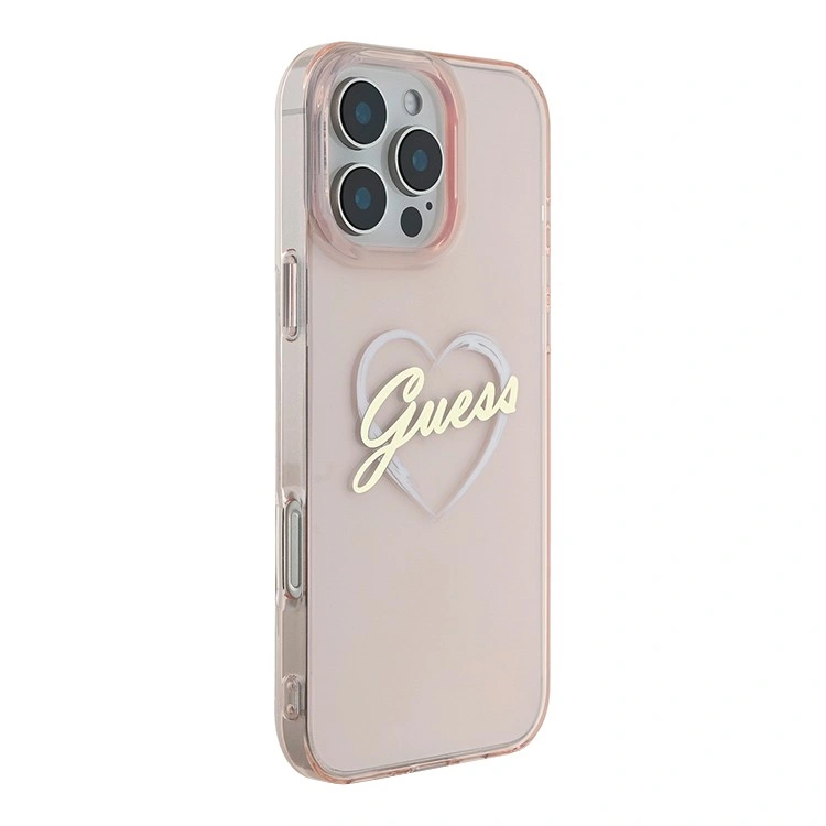 Накладка Guess для iPhone 16 Pro Max PC/TPU Heart Hard, Pink (GUHCP16XHCHGSPP). Фото 2
