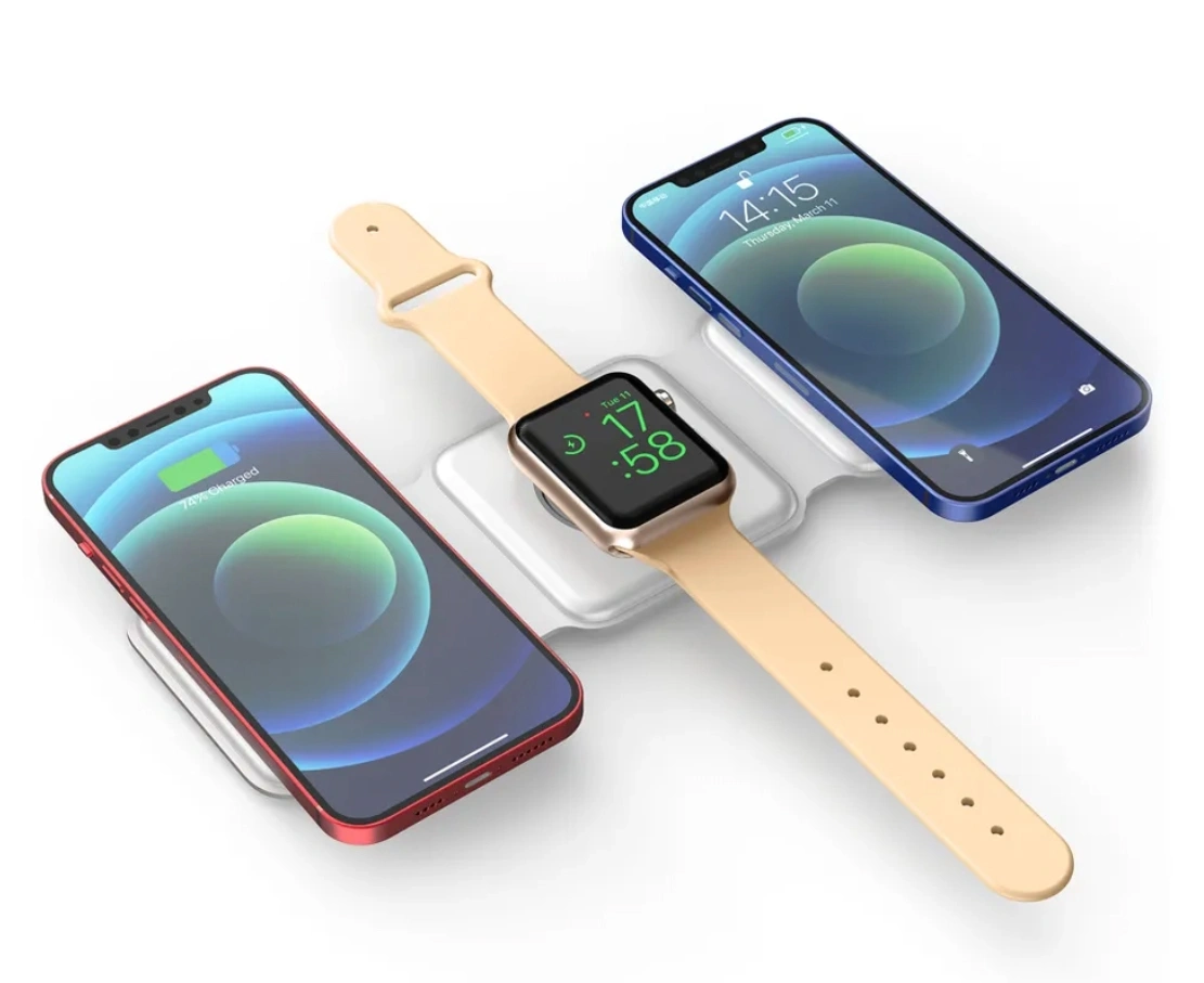 Беспроводное зарядное устройство Wiwu 3in1 M6, Белое. Фото 1