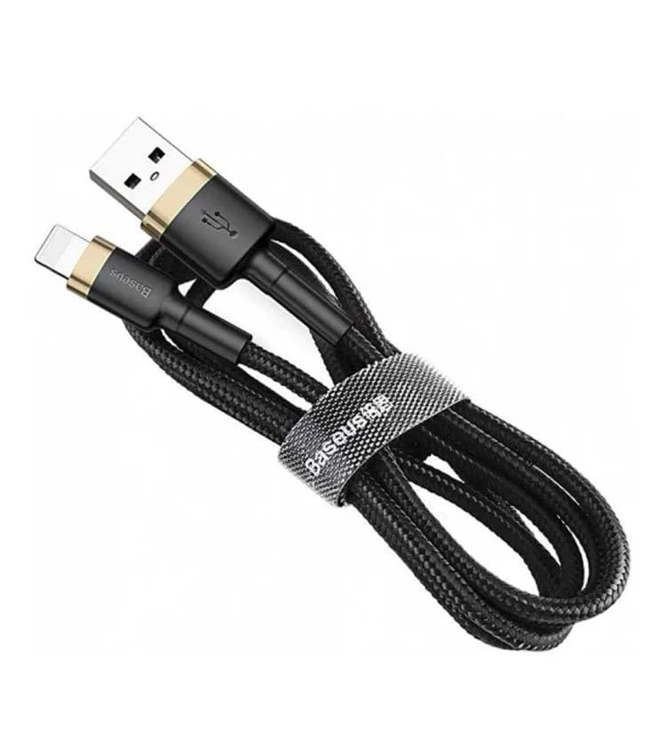 Кабель Baseus Cafule Cable USB - Lightning 1м 2.4A, Золотисто-чёрный (CALKLF-BV1). Фото 3
