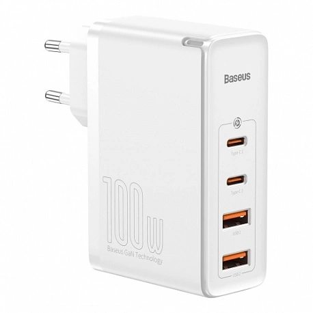 Сетевое зарядное устройство Baseus GaN2 Pro 2*USB+2*TYPE-C, 100W, Белое (CCGAN2P-L02). Фото 1