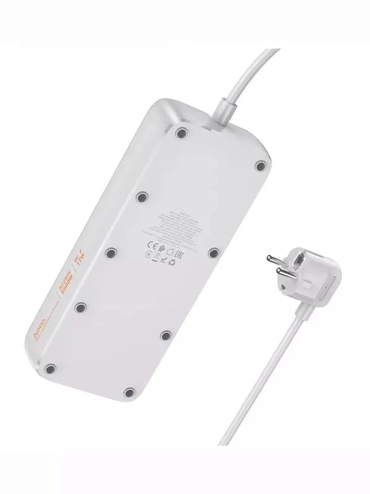 Сетевой фильтр Hoco AC21 3*USB-A, 1*USB-C, 4*розетки, 3м, Чёрный. Фото 4