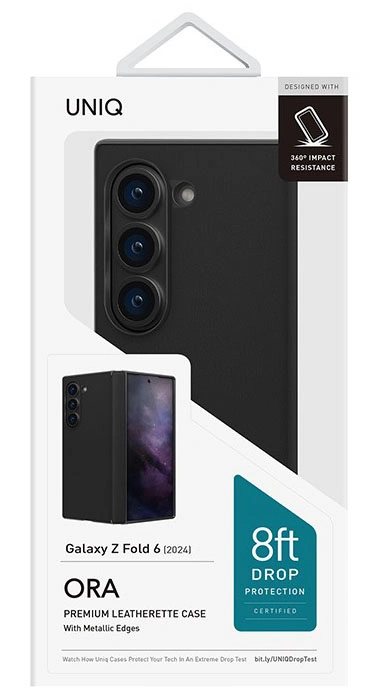 Чехол Uniq Hybrid для Samsung Galaxy Z Fold 6 ORA Premium leatherette, Black (GZFOLD6HYB-ORABLK). Фото 2