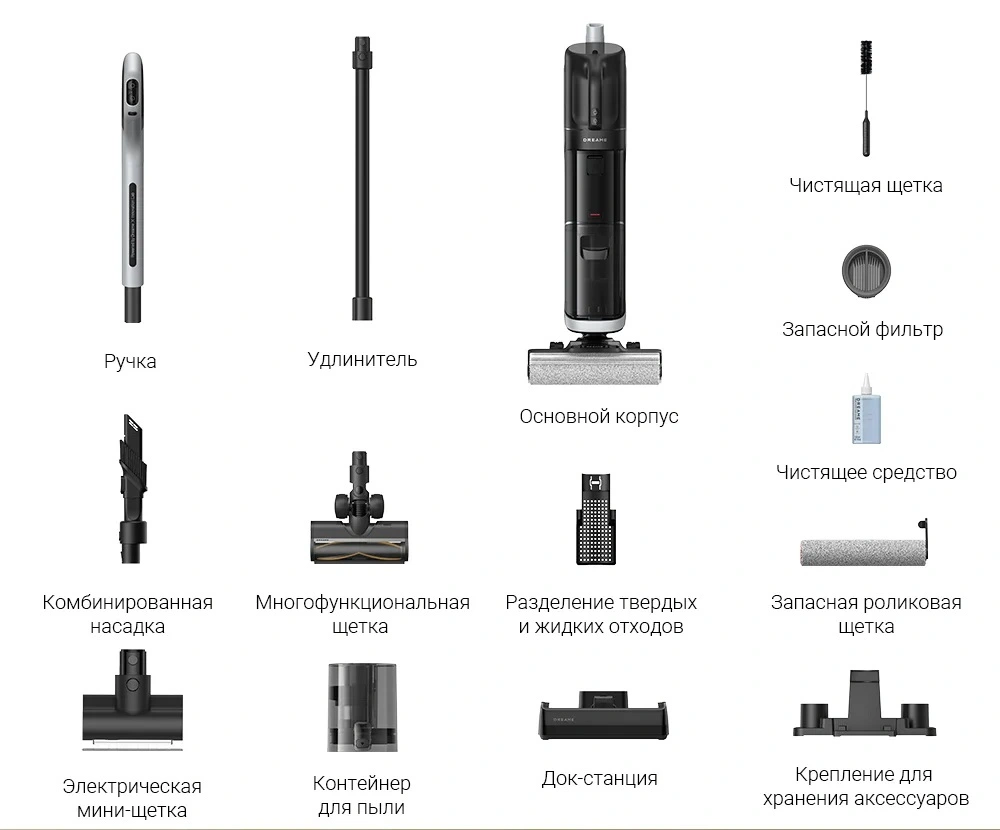 Вертикальный моющий пылесос Dreame H14 Dual Wet and Dry, Чёрный (HHV25A). Фото 7