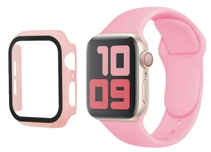 Чехол со стеклом для Apple Watch 44mm, Розовый