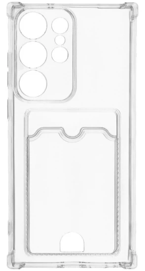 Накладка силиконовая для Samsung Galaxy S23 Ultra с картхолдером, Прозрачная