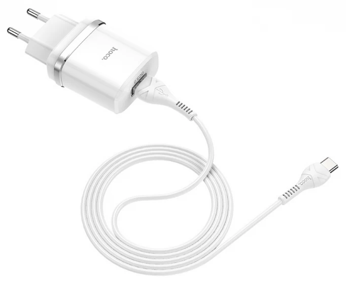 Сетевое зарядное устройство Hoco C12Q Smart QC3.0 charger + USB-C 1m