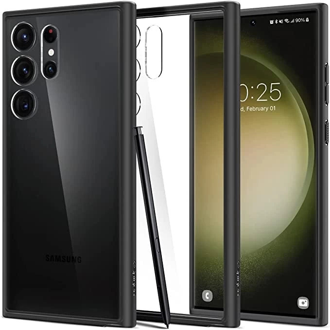 Накладка Spigen Ultra Hybrid для Samsung Galaxy S23 Ultra, Чёрная (ACS05618)