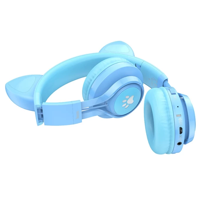 Беспроводные наушники Hoco W39 Cat ear, Голубой