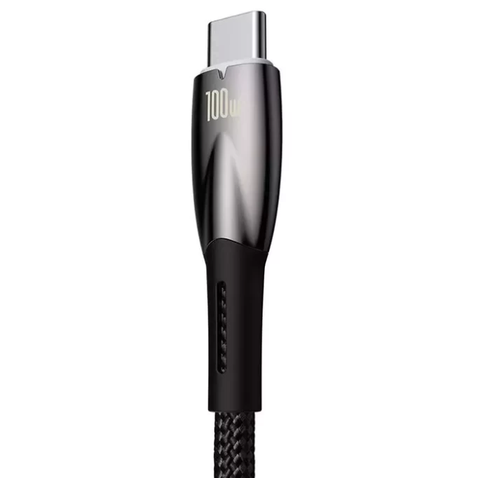 Кабель Baseus Glimmer Series Fast Charging Data Cable USB to Type-C 100W 1m, Чёрный (CADH000401)